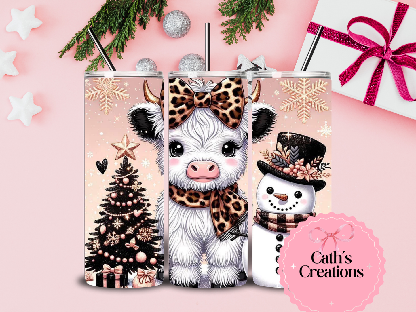 Highland Cow 20oz Christmas Tumbler