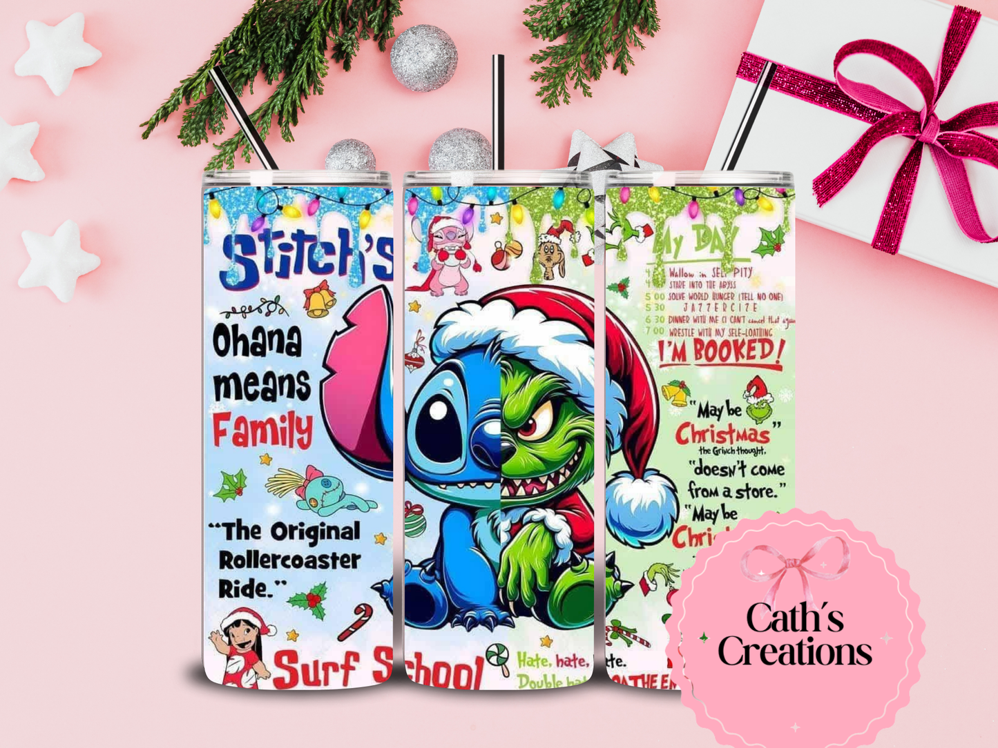 Stitch/Grinch 20oz Christmas Tumbler