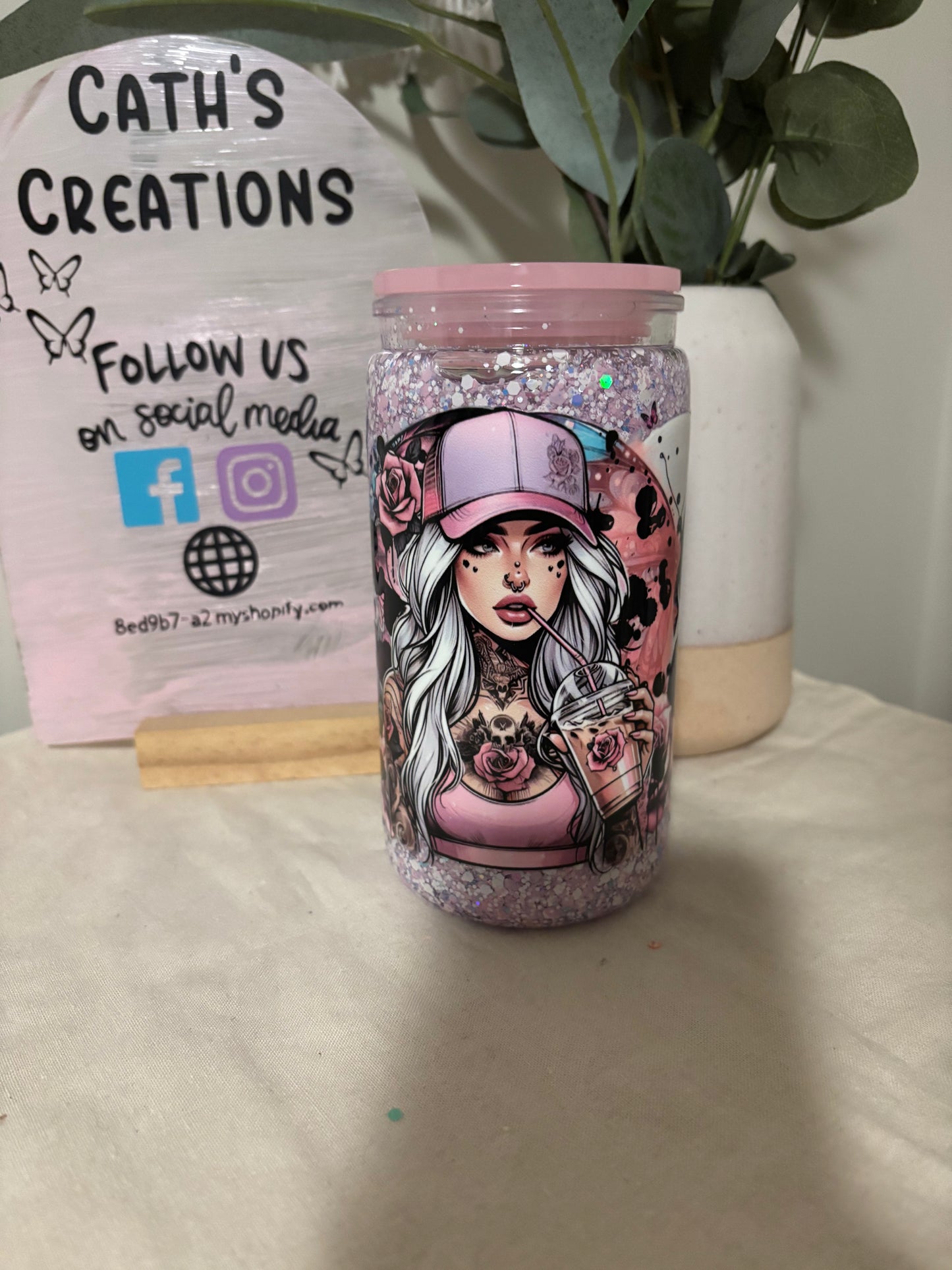 Tattoo Girl 16oz Acrylic Snowglobe