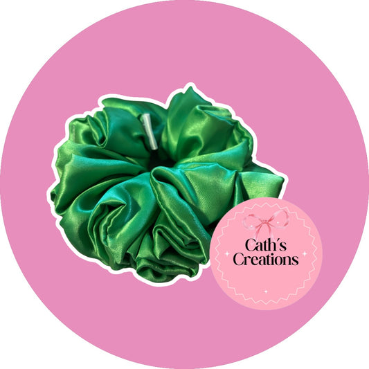Green Satin Scrunchie